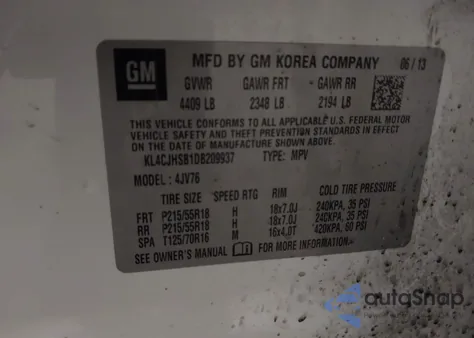 2013 Buick Encore Premium из США, поврежденный, VIN KL4CJHSB1DB209937